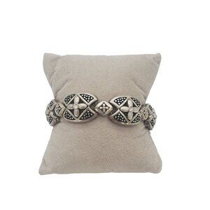BRIGHTON Silver Bracelet with Black Enamel and Crystals